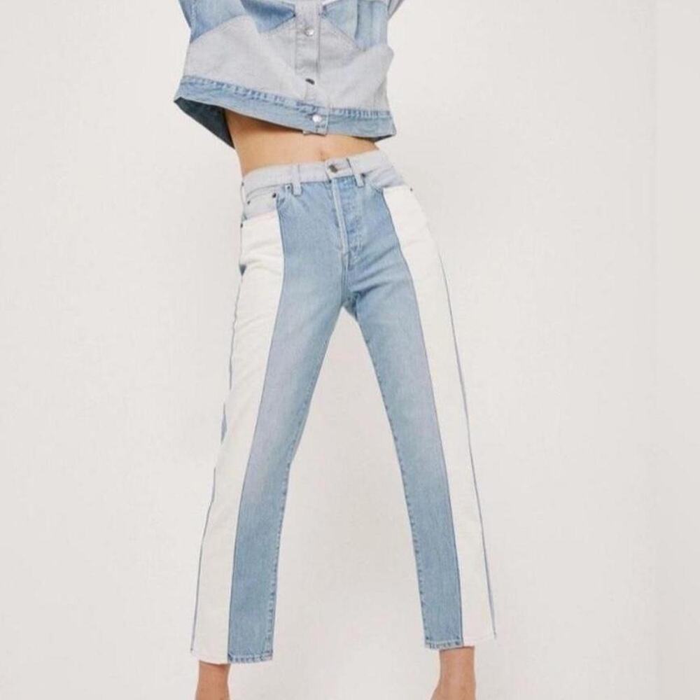 Pistola two tone jeans white & blue denim